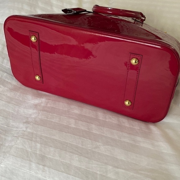 Louis Vuitton Pink Rose Indian Raspberry Leather Monogram Vernis Alma GM - Picture 12 of 17
